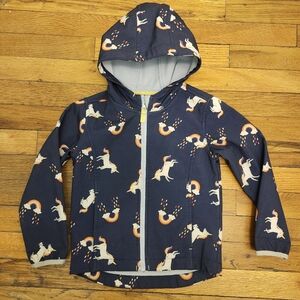Cat And Jack Girls 5T Jacket Unicorns Rain Fleece Lined Coat Lightweight Zip Up